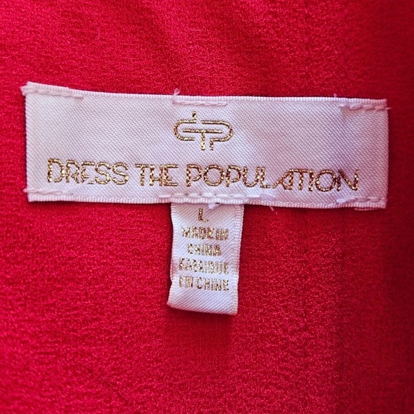 Dress The Population Bailey Form-Fitting Cold-Shoulder Dress Red Size Large. - Picture 10 of 10